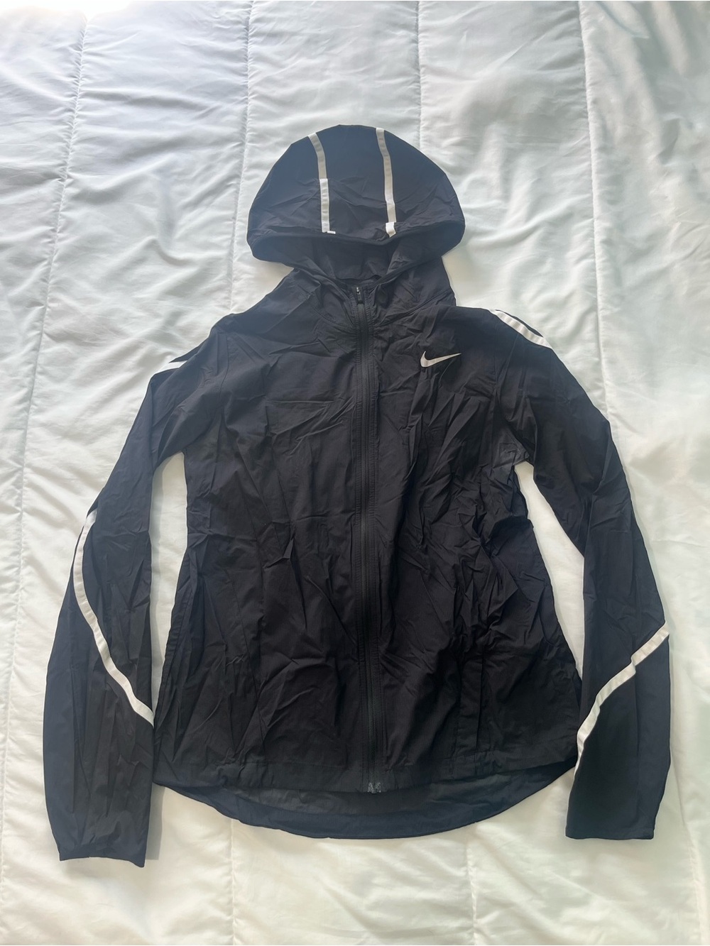 Nike Black Hooded Reflective-Trim Running Jacket